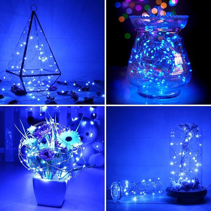Onforu 16 Pack Blue Fairy Lights Battery Operated String Lights, 6.5ft 20 Mini LED Lights, IP67 Waterproof Twinkle Lights for Mason Jar Wedding Centerpiece Decor Christmas Bedroom