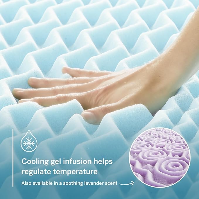 LUCID Gel Infused Memory Foam Mattress Topper – 2 Inch Mattress Topper – 5 Comfort Zones Relieve Pressure – CertiPUR-US Certified Foam - Full