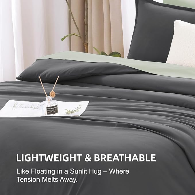 Litanika Twin XL Comforter Set Dark Grey - 2 Pieces Extra Long Bed Set for College Dorm, All Season Bedding Set for Girls and Boys
