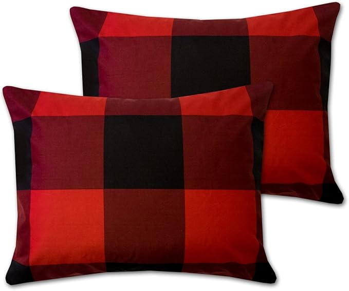 7 Piece Comforter Set Bag Solid Color All Season Soft Down Alternative Blanket & Luxurious Microfiber Bed Sheets, Queen, Buffalo Plaid Burgundy/Black