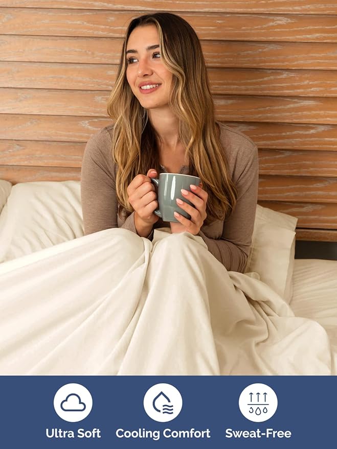 Extra Deep Full Sheet Set - 6 Piece Breathable & Cooling Sheets - Hotel Luxury Bed Sheets Set - Easy & Secure Fit - Soft, Wrinkle Free & Comfy Sheets Set - Off White Sheet Set with Extra Deep Pockets