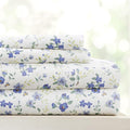 Linen Market 4 Piece King Sheet Set - Breathable, Double-Brushed Patterned Cooling Sheets – Oeko-TEX Certified Ultra Soft & Wrinkle-Free 16" Deep-Pocket King Sheets - Easy Care Blossoms Light Blue