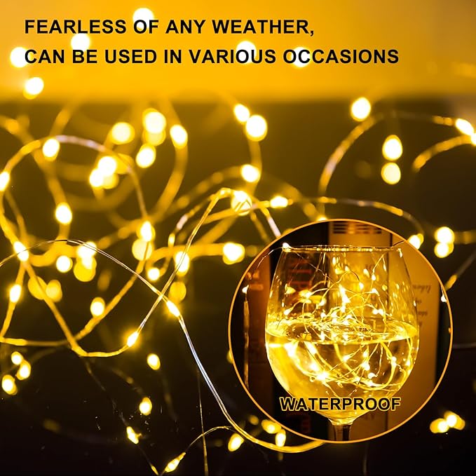 6PCS Fairy Lights Battery Powered with Remote, 7ft 20LEDs Warm White Twinkle Mini Lights with Timer, Waterproof Small Silver Wire Firefly Starry for DIY Wedding Party Christmas