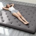 ZonLi Japanese Floor Futon Mattress Queen Size 80"x 60", 100% Cotton Cover 4'' Thicken Tatami Mattress, Foldable Sleeping Pad, Portable Dormitory Tatami Mat, Roll Up Floor Lounger Bed for Adult (Grey)