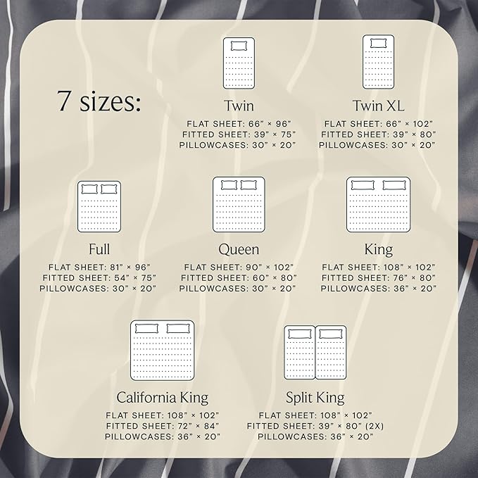 LuxClub 4 PC Full Size Sheet Set Bed Sheets, Breathable Luxury Deep Pockets Wrinkle Free Cooling Sheets Machine Washable Hotel Bedding (Full, Striped Light Grey)