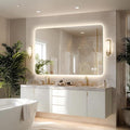 40‘’x30'' Lighted Mirrors for Bathroom Wall Backlit Rectangular Rounded Corners, LED Bathroom Mirror Frameless with Lights Anti Fog, Dimmable, 3 Colors,Tempered Glass, Shatter-Proof (Color 2)