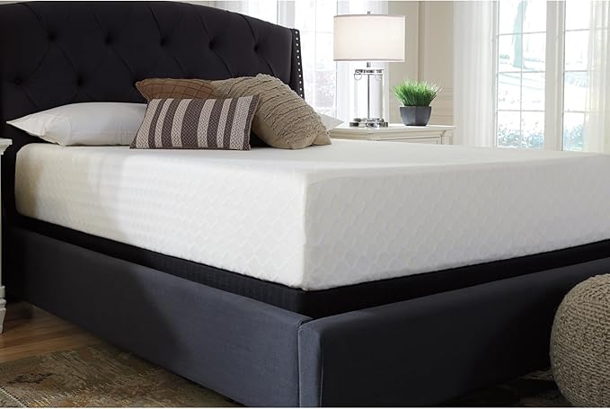 Signature Design by Ashley Queen Size Chime 12 Inch Medium Firm Memory Foam Mattress with Green Tea & Charcoal Gel for Pressure Relief, Fiberglass Free, Mattress In A Box