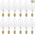 12-Pack E12 Candelabra Light Bulbs 40W, Dimmable Warm White 2500K Chandelier Light Bulbs for Ceiling Fan or Pendants, B10 Clear Candle Bulbs (Gold Base)