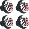 4 PCS Knobs for Dresser Drawers, Pink Zebra Skin Texture ABS Round Kitchen Cabinet Handles Pulls for Kitchen Cupboard Wardrobe Hardware Bedroom