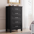 LINSY HOME Dresser for Bedroom, 5 Drawer Dresser with Metal Handles, Tall Chest of Drawers for Living Room, Entryway and Hallway, Black