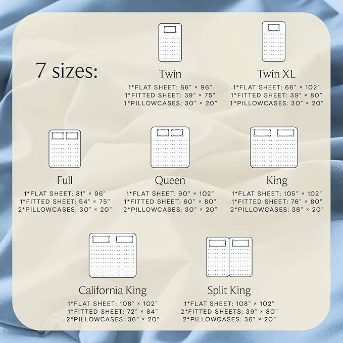 LuxClub Twin XL Sheets - Soft Twin Bed Sheets for Boys and Girls, 3 PC Deep Pockets Wrinkle Free Kids Fitted Sheets Machine Washable Hotel Bedding Silky Soft - Sky Twin XL