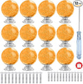 12 Pcs 30mm Round Bubble Crystal Glass Cabinet Knobs with Screws Drawer Knob Pull Handle Used for Kitchen, Dresser, Door, Cupboard (Amber)