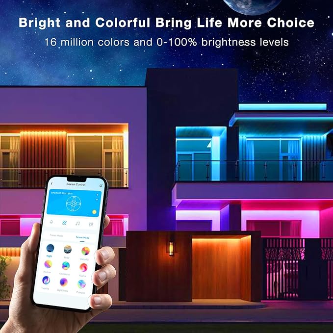 100ft Outdoor LED Strip Lights Waterproof, IP67 Waterproof LED Light Strips with Remote and APP Control, Timing, Music Sync RGB Exterior LED Rope Lights for Outside, Roof, Deck, Balcony, Garden, Pool