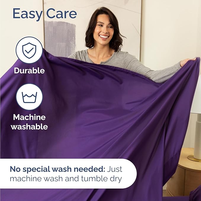 Twin 4 Piece Sheet Set - Comfy Breathable & Cooling - Ultra Soft Hotel Luxury Bedding Set w/ 8-16 Inch Deep Pockets - 1 Flat & 1 Fitted Sheet & 2 Pillowcases - Cozy, Wrinkle Free & Easy Care - Purple