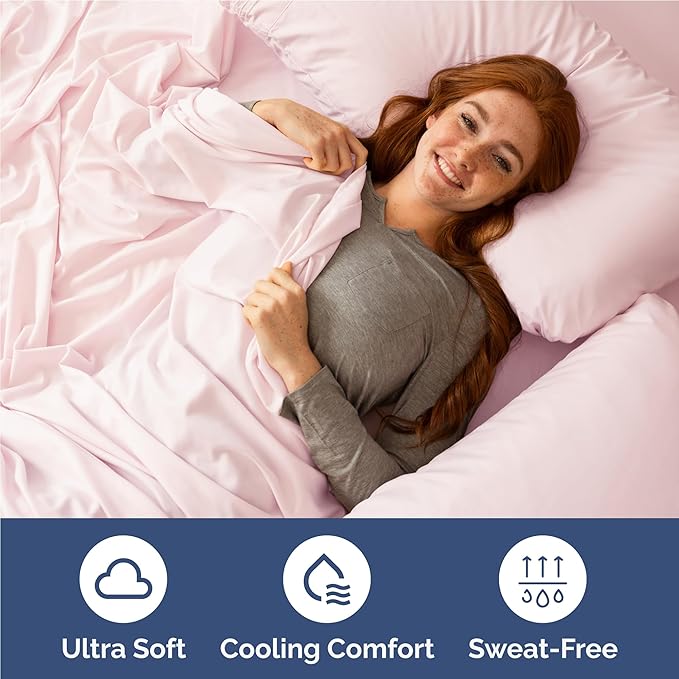 Full 6 Piece Sheet Set - Comfy Breathable & Cooling - Ultra Soft Hotel Luxury Bedding Set w/ 8-16 Inch Deep Pockets - 1 Flat & 1 Fitted Sheet & 4 Pillowcases - Wrinkle Free & Easy Care - Lavender Pink