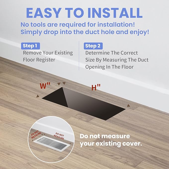 2x12 Inches Heavy Duty Walkable Floor Register - Easy Adjust Air Supply Lever Decorative Floor Vent Covers - Boston Design Vent Covers for Home - Matte Black