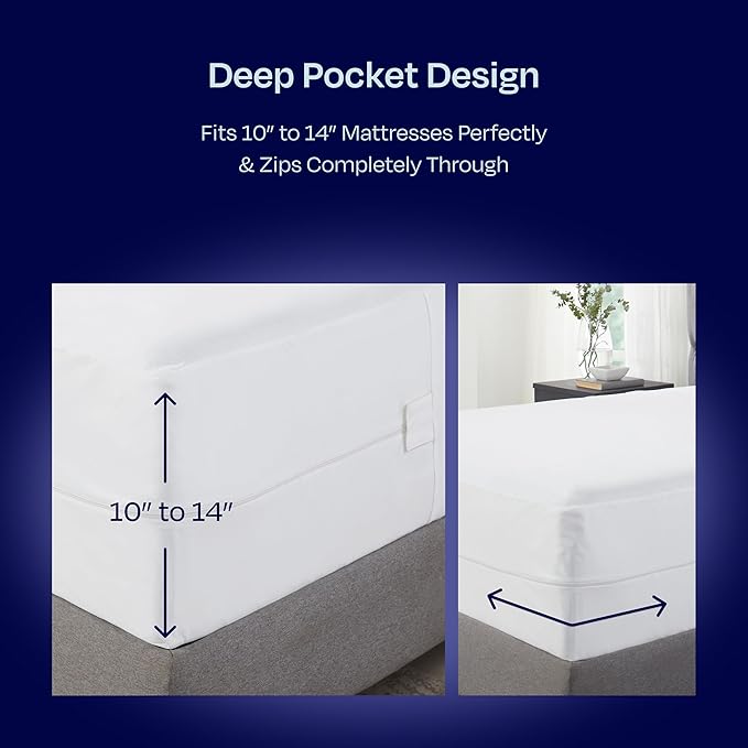 2-Pack Zippered Mattress Encasement Twin XL - Waterproof, All Six Sided, Fits Twin XL Size Mattress Cooling Cover - Premium Quality, Noiseless & Absorbent Cover