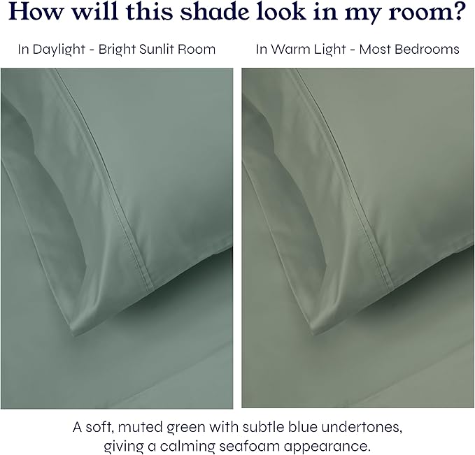 California Design Den Twin XL Sheet Sets - Soft 400 Thread Count Sateen, Natural 100% Cotton Sheets Set with Deep Pockets, Cooling and Durable Bedding - Sage Green
