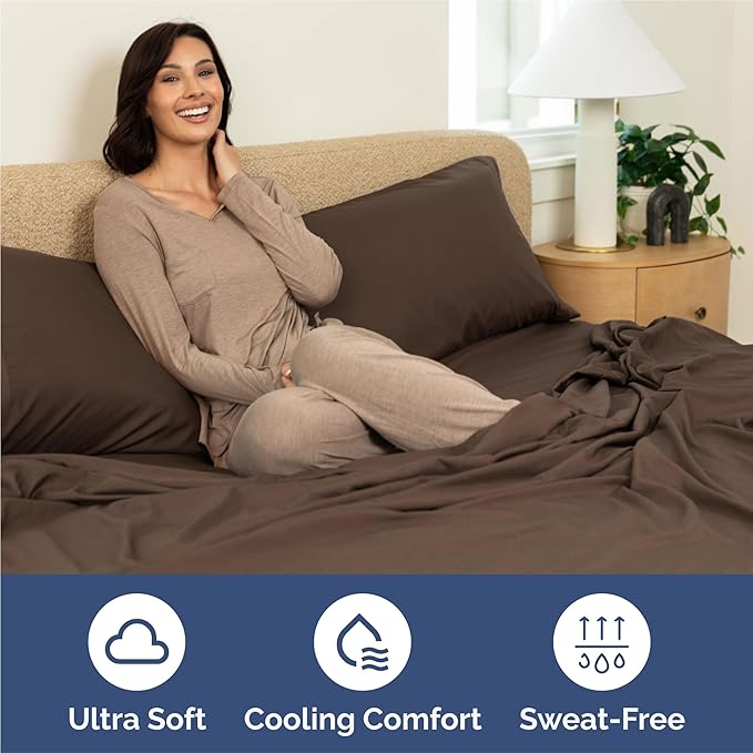 King 6 Piece Sheet Set - Comfy Breathable & Cooling - Ultra Soft Hotel Luxury Bedding Set with 8-16 Inch Deep Pockets - 1 Flat & 1 Fitted Sheet & 4 Pillowcases - Cozy, Wrinkle Free & Easy Care - Brown