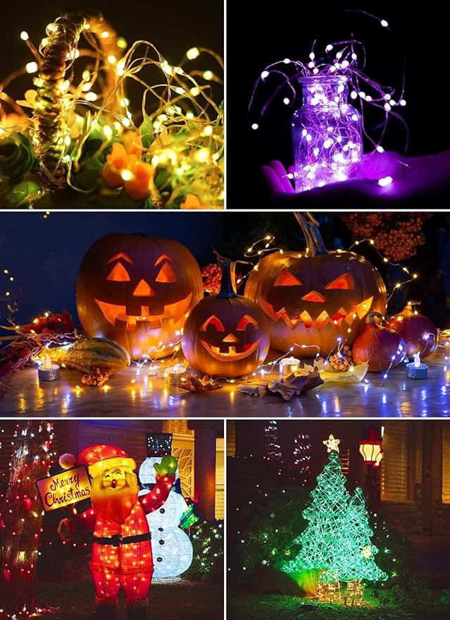 Minetom Color Changing Fairy String Lights - 33 ft 100 LED USB Silver Wire Lights with Remote and Timer, Starry Fairy Light for Bedroom Party Indoor Christmas Decoration, 16 Colors, Adapter Included
