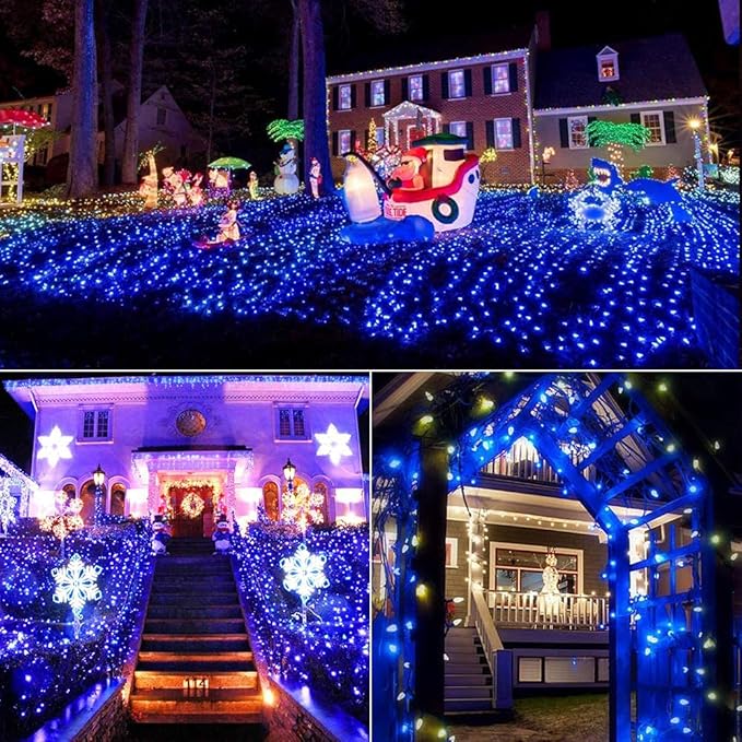Brizled Upgrade Faceted C5 LED Christmas Lights, 100 LED 33ft Mini String Lights, 120V UL Certified, for Indoor and Outdoor Decoration, Patio and Christmas Tree, Blue