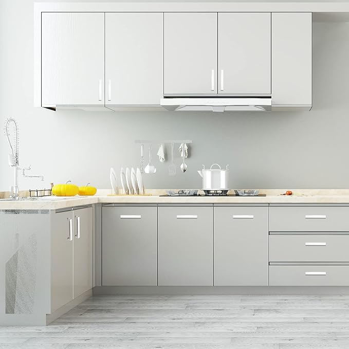 Cabinet Pulls Brushed Nickel Cabinet Handles Square Drawer Pulls, 5 Pack 10 Inch Stainless Steel Kitchen Door Cupboard Cabinet Handles, Cabinet Hardware Drawer Handles, 256mm Hole Centers