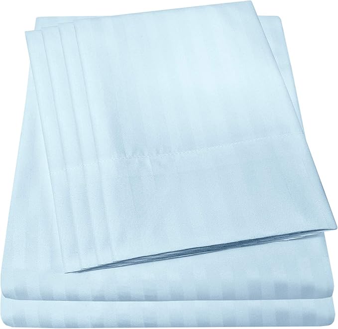Cal King Size Bed Sheets - 6 Piece 1500 Supreme Collection Fine Brushed Microfiber Deep Pocket California King Sheet Set Bedding - 2 Extra Pillow Cases, Great Value, California King, Dobby Light Blue