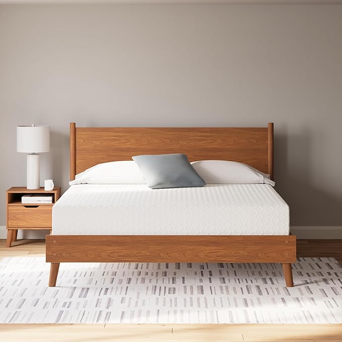 Signature Design by Ashley King Size Chime 12 Inch Medium Firm Memory Foam Mattress with Green Tea & Charcoal Gel for Pressure Relief, Fiberglass Free, Mattress In A Box