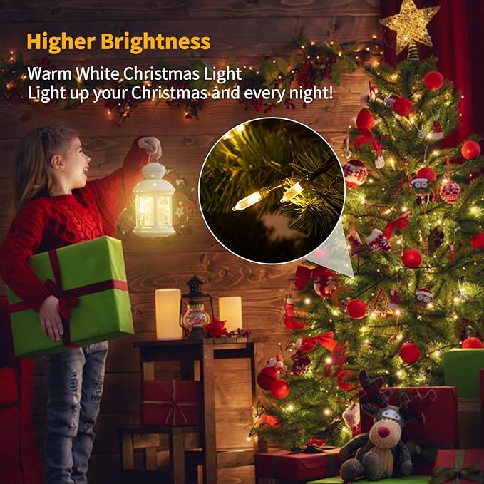 Battery Operated Christmas Lights 4 Pack 20 LED Mini String Lights with 8 Modes Waterproof Tree Lights for Xmas Outdoor Indoor Holiday Party Garden Decor, Warm White