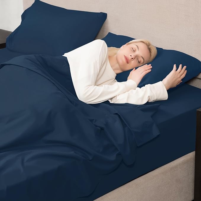 Mejoroom Twin Sheet Set - Hotel Collection Twin Sheets - Bedding Sheets & Pillowcases with Deep Pocket Fitted Sheet, Breathable, Wrinkle & Fade Resistant - 3 Piece(Navy)
