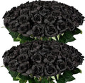 FOTEEWL 60 Pcs Artificial Rose Flower Realistic Faux Silk Roses Stem Fake Roses Bouquet for Flower Arrangement,Wedding Centerpieces,Party,Home Decor,Halloween Decorations (Black)