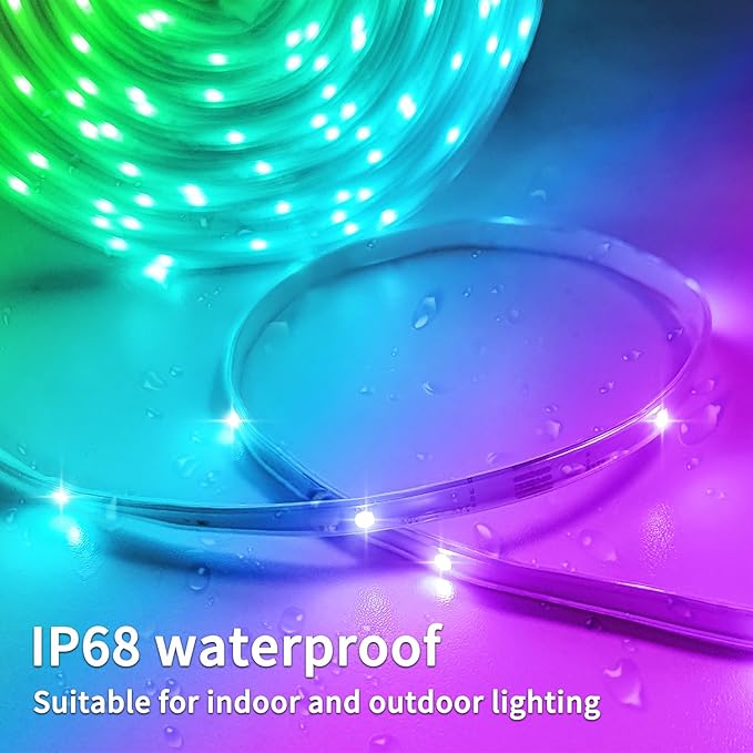 100ft Outdoor LED Strip Lights Waterproof,IP68 Outside Led Light Strips Waterproof with APP/Remote Control,Music Sync RGB Exterior Led Rope Lights for Bedroom roof Garden Staircase Parties