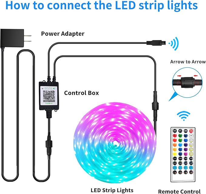 100ft Outdoor LED Strip Lights Waterproof,IP68 Outside Led Light Strips Waterproof with APP/Remote Control,Music Sync RGB Exterior Led Rope Lights for Bedroom roof Garden Staircase Parties