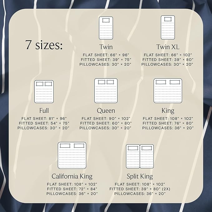 LuxClub 4 PC Cal King Size Sheet Set Bed Sheets, Breathable Luxury Deep Pockets Wrinkle Free Cooling Sheets Machine Washable Hotel Bedding (Cal King, Striped Navy)