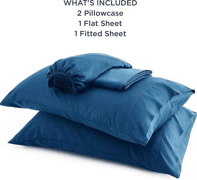 Bedsure King Size Sheets Set, Cooling Sheets for Hot Sleepers, Rayon Derived from Bamboo, Breathable & Soft, Deep Pocket Up to 16 Inches, Hotel Luxury Silky Bedding, Peacock Blue