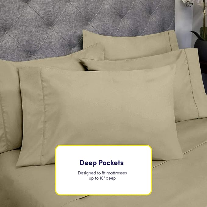 Twin Size Bed Sheets - 4 Piece 1500 Supreme Collection Fine Brushed Microfiber Deep Pocket Twin Sheet Set Bedding - 1 EXTRA PILLOW CASES, GREAT VALUE, Twin, Sage