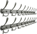 Dseap Coat Rack Wall Mount - 38” Long 10-Tri-Hooks Heavy Duty Coat Hanger Rail Wall Hooks for Hanging Coats Hats Clothing Clothes Purse Mudroom Entryway, Gray, Pack of 2