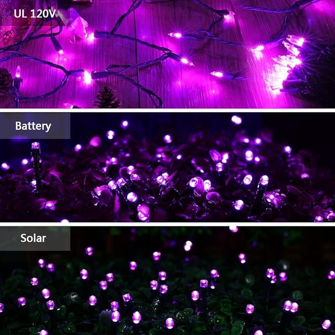 Brizled Purple Halloween Lights, 33ft 100 LED Halloween Lights Outdoor, Connectable Purple String Light 120V UL Certified Christmas Tree Light, Indoor Xmas Light for Xmas Tree Party Home Decorations