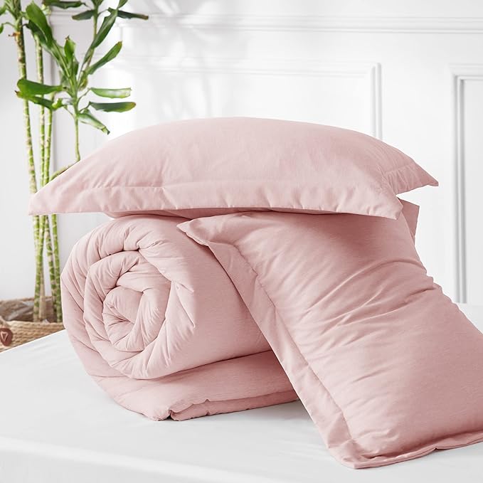 Bedsure King Size Comforter Set - Pink Soft Bedding for All Seasons, Cationic Dyed Bed Set, 3 Pieces, 1 King Size Comforter (104"x90") and 2 Pillow Shams (20"x36"+2")