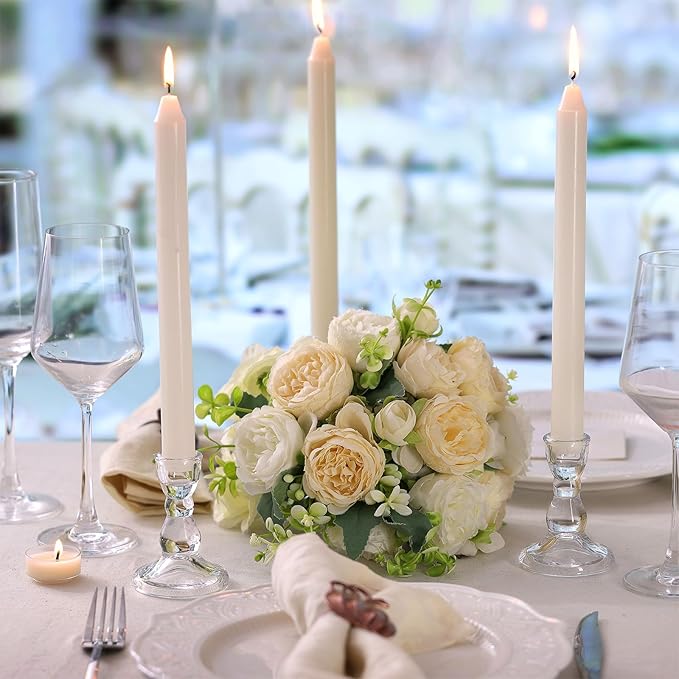 24 Pcs Candlestick Holders Bulk, 2.56 x 3.55in Clear Taper Candle Holders, Glass Candle Holders Set for Wedding Table, Party, Windowsill Decor
