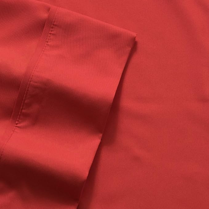 Sweet Home Collection 6 Piece 1500 Supreme Collection Brushed Microfiber Deep Pocket Sheet Set-2 Extra Pillow Cases, Great Value, Split King, Samba Red
