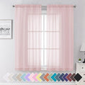 Aiyufeng Blush Pink Sheer Curtains 63 Inch Length 2 Panels Set, Light Filtering Airy Rod Pocket Light Pink Window Curtain Treatment Drapes for Kitchen Bedroom Living, Each 40Wx63L Inches
