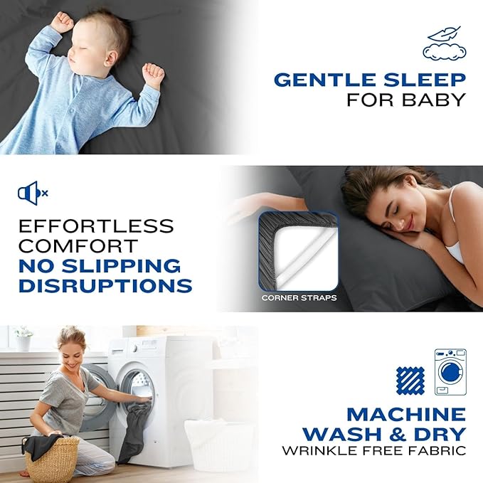 DREAMCARE Queen Sheet Set – 4 pcs Cooling Sheets – up to 21” Deep Pocket Queen Sheets – Hotel Luxury Sheets & Pillowcases – Superior Softness 100% Fine Microfiber with Side Pocket – Gray