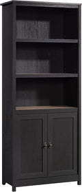 Sauder Cottage Road Book Shelf, Bookshelf with Storage, Library Bookcase with Doors and Adjustable Shelves, in Raven Oak Finish