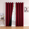 ChrisDowa 100% Blackout Curtains 120 inch Long for Bedroom with Black Liner, 2 Thick Layers Total Blackout Thermal Insulated Grommet Long Window Curtains 2 Panels Set (Burgundy, 52 x 120 Inch)