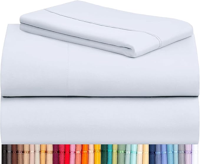 LuxClub 3 PC Sheet Set Bed Sheets Deep Pockets 16" Eco Friendly Wrinkle Free Cooling Machine Washable Hotel Bedding Silky Soft - Baby Blue Twin XL