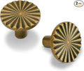 2 Pack Kitchen Cabinet Knobs Round Sunflower Dresser Knob Modern Drawer Hardware Cupboard Handles Furniture Knob for Bathroom Single Hole Knobs for Wardrobe Antique Brass TYH-AB-K2