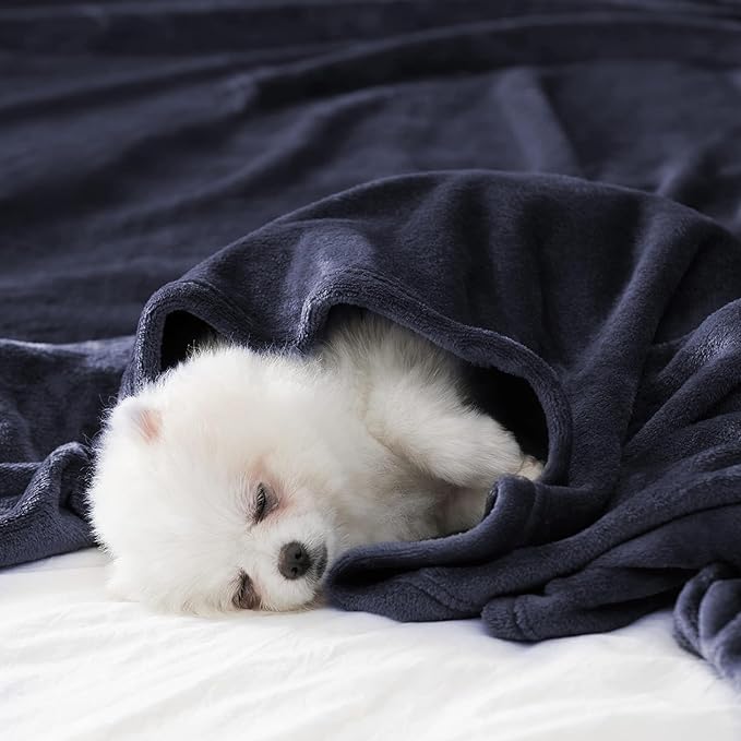 BEAUTEX Fleece Throw Blanket for Couch Sofa or Bed Throw Size, Soft Fuzzy Plush Blanket, Luxury Flannel Lap Blanket, Super Cozy and Comfy for All Seasons (Navy Blue, 50" x 60")