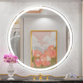 40 Inch Large Round Lighted Bathroom Mirror, Circle Vanity Mirror with Lights, Wall Mounted, Dimmable, Memory, Anti-Fog, 6000K