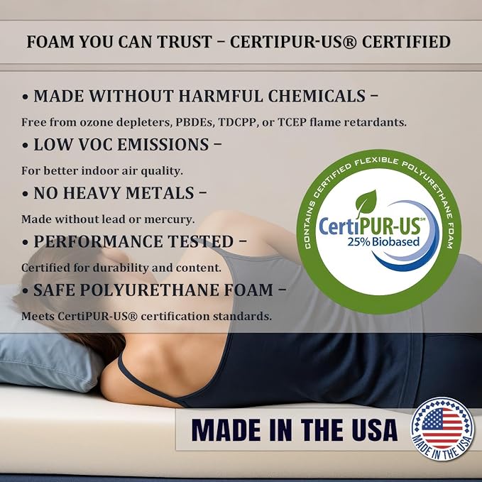 Foamma 7" x 28" x 75" High Density RV Bunk Mattress Replacement, Firm, Durable, Premium Comfort, USA Made, No Cover